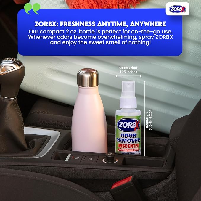 ZORBX Unscented Odor Eliminator for Strong Odor 2 Fl Oz, Pack of 1 - Used in Hospitals & Healthcare Facilities - Advanced Formula, Fast-Acting Odor Remover Spray for Dog, Cat, House & Carpet | Permanent Odor Remover for Pet & Human Urine, Smoke & Stron...