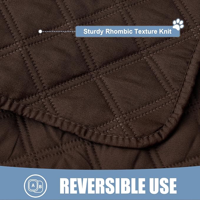 Smiry Waterproof Reversible Pet Couch Covers for Dogs | Pet Friendly, Soft Fabric, Washable Sofa Furniture Protector for Dogs Cat Kids, Checkered (52"x82", Chocolate/Chocolate)