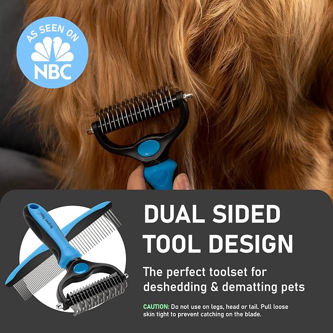 Maxpower Planet Dog Brush for Shedding, Dematting Grooming Tool, Large | Deshedding Undercoat Rake, Dual-Sided 9/17 Teeth, For Cats, Extra Wide, Non-Slip Handle, Gift for Pet Lovers