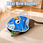 21 Pcs Interactive Cat Toys for Indoor Cats, Rechargeable Touch Activated Automatic Cat Toy with 2 Chasing Feathers, Bird Chirping for Bored Indoor Kittens