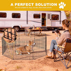Foldable Dog Playpen,30in 8 Panels Metal Pet Exercise Fence with Bottom Pad | Dog Play Pen for Indoor Outdoor,Heavy-Duty Pet Fence Puppy Crate Kennel with Door for Small Medium Pets