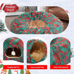 Warm Fluffy Plush Cat Tunnel Bed Under Christmas Tree Big Tube Playground Toys 3 FT Diameter Longer Crinkle Collapsible 3 Way, for Indoor Cat Kitty Kitten Puppy Rabbit Ferret Green-Red