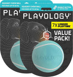 Playology Dog Toys | Squeaky Chew Ball for Dogs, Value 2-Pack | Peanut Butter Scented Medium Dog Balls | Bouncy Floating Chew Toys for Fetch