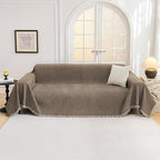 MYSKY HOME Couch Cover for Dogs Washable Couch Covers Couch Covers for Sofa Couch Cover 2 Cushion Sofa Non Slip Dogs Furniture Protector with Tassels Chenille Sofa Covers for Pets, 71"x102", Sand