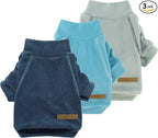 Fitwarm 3 Pack Classic Fleece Sweater, Turtleneck Sweatshirt, Winter Clothes for Small Dogs & Cats, Pullover Jacket, Cat Apparel, Blue, Grey, Navy, Large