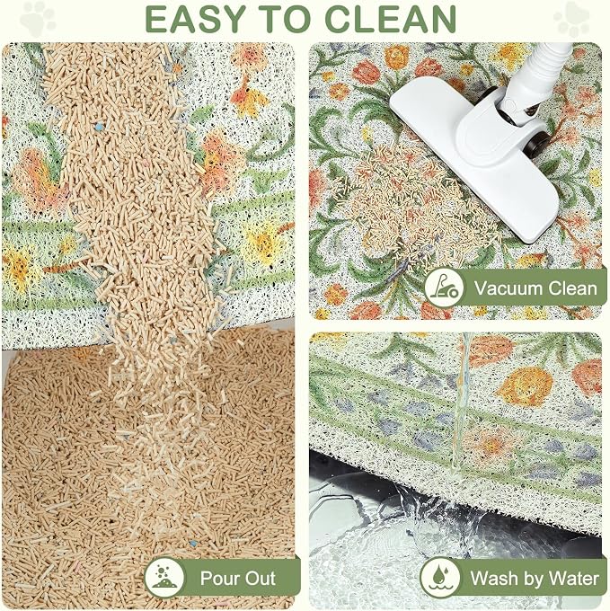 Unicorn Catcher 33"x22" Cat Litter Mat Non-Slip Washable Litter Box Mat | High-Density PVC Litter Catcher Mat Efficiently Traps Scattered Litter From Paws To Keep Floors Clean
