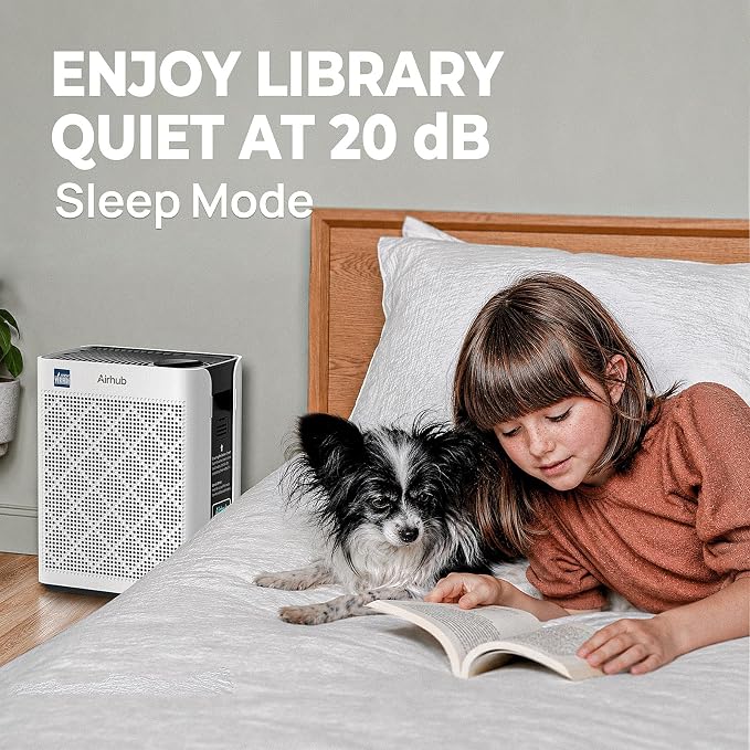Air Purifiers for Home Bedroom Large Room Up to 1092 Ft² 1Hr AHAM Verified | HEPA Filter with Activated Carbon & Washable Pre-Filter, PM2.5 Sensor AQI Display 20dB Sleep Mode for Odor, Pollen & Pets