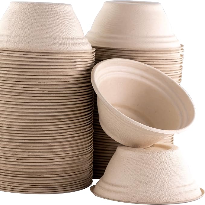 Vet-Grade Biodegradable Disposable Tan Kraft Pet Bowls Bulk 250 Pk 8 Oz/1 Cup. Non-Toxic Food and Water Dishes for Puppies, Small Dogs or Cats. Sturdy and Leakproof for Healthy Pets!