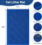 Smiry Cat Litter Box Mat 30x17, Non-Slip Water Resistant Litter Trapping Mat, Easy Clean Less Waste and Urine-Locking Cat Carpet for Indoor, Blue