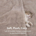 Dog Blankets Washable Pet Blanket - Fluffy Fuzzy Cat Puppy Blanket with Premium 300GSM 3D Fleece Bubble for Pet Kitten Doggy, Linen, 40x60IN