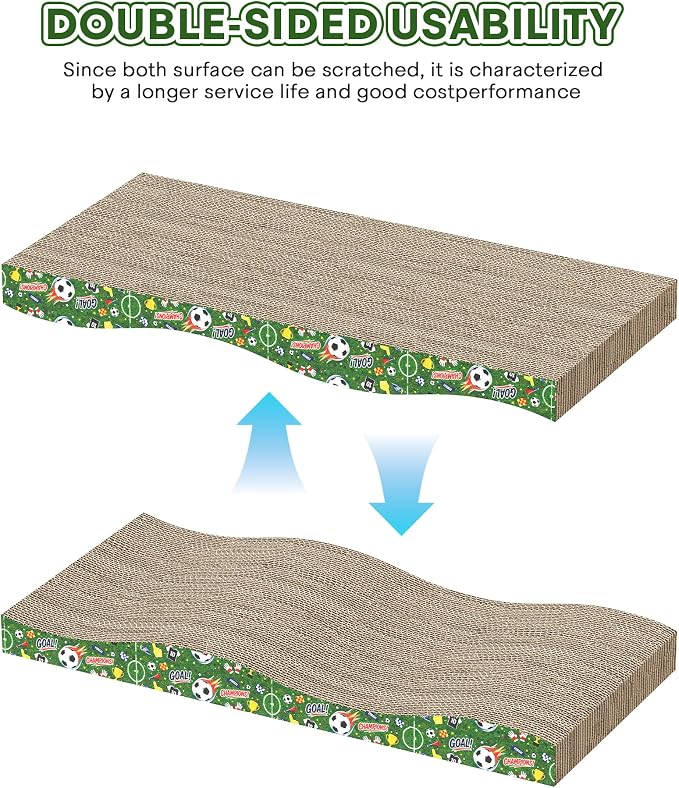 2 Pack Cat Scratching Board World Cup Design, Corrugate Cat Scratcher for Indoor Cats with Catnip, Cat Scratch Pad with Premium Scratch Textures Design, Double-Sided Usability