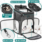 PetAmi Dog Backpack Carrier, Airline Approved 4-Way Entry Cat Backpack Carrier, Ventilated Mesh, Collapsible Pet Carrier for Small Puppy, Kitten, Hiking, Travel Car, Vet, up to 18 lbs, Charcoal Gray