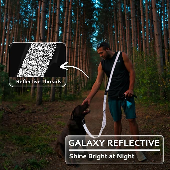 Hands Free Dog Leash,Galaxy Reflective,Crossbody Dog Leash,Black | Galaxy Reflective • Emergency Control Handle • Heavy-Duty Hardware • Multi-Way Wear