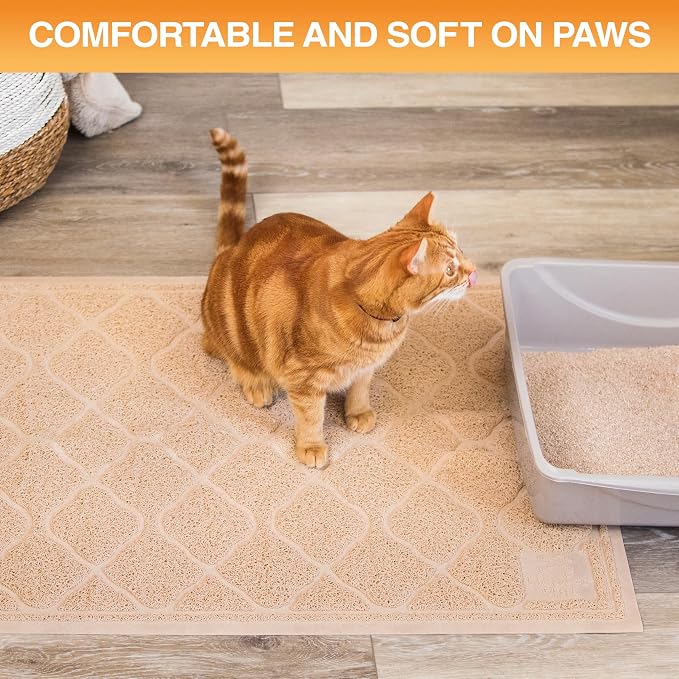 Neater Pets Neater Mat Cat Litter Mat, Thick & Durable Cat Mat for Litter Box, Trapper Pad Catches Mess to Protect Indoor Floors, Soft on Kitty Paws, Anti-Skid Grip Backing, Easy to Clean, Beige