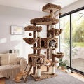 SHA CERLIN 82 inch Cat Tree Tower, Multi-Level Cat Condo with Plush Perches, Sisal Scratching Posts, Hammock and Toys, Stable Cat Tower for Kittens and Adult Cats, Leopard Print