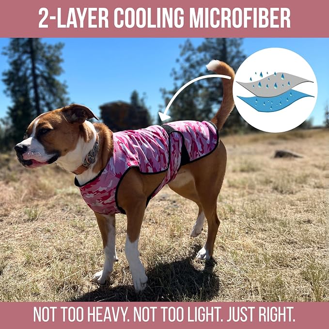 Dog Cooling Vest, 2-Layer Microfiber Cooling Jacket, Pink, S | Longer cooling duration, balanced comfort, UV protection, soft double-layer microfiber fabric, sizes to suit most dogs