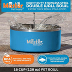 Master Pet Supply Stainless Steel Dog Bowls - 128 oz, Heavy Duty - True Blue, Double Wall Extra-Thick Insulated, Non-Slip Pet Water Bowl for Dogs, Cats & Pets, Anti Rust Metal, Dish Washer Safe