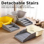Cat Litter Box Step Ramp with Litter Catcher Adjustable Litter Trapping Cat Stairs Non-Slip Trapping Mat for Kittens and Senior Cats, Washable (Gray, Large)