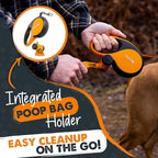 Mighty Paw Retractable Dog Leash with Poop Bag Holder, 16 Ft | Quick-Lock Brake, For Pets Up To 50 Lbs, Stainless Steel Coil, Reflective Nylon Tape, Tangle-Free Swivel Clip