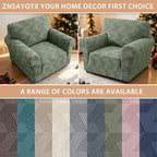 ZNSAYOTX Stretch Armchair Covers for, 1-Piece Chair Slipcovers for Living Room, Furniture Protector with Elastic Bottom for Dogs Cats Kids Geometrical Jacquard Fabric (Small, Army Green)