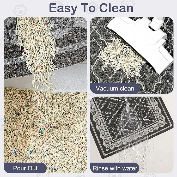 Glittme Cat Litter Mat, 33"x22" Non-Slip Washable Trapping Mat for Cats | Litter Trapping Mat With Thick PVC Coil To Catch Scatter, Soft On Paws And Waterproof Bottom To Protect Floors