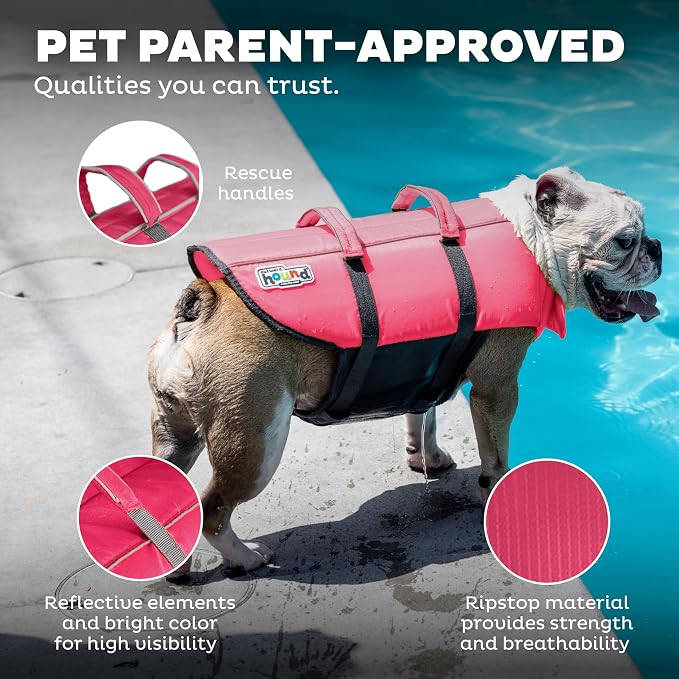 Outward Hound Granby Splash Pink Dog Life Jacket, Medium