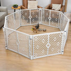 MyPet 8-Panel Paws Petyard, Gray Dog Playpen, Durable & UV-Resistant Puppy Playpen, Indoor/Outdoor Portable Dog Pen, Adjustable for Your Pet's Comfort, Friendly Design for Happy Pets