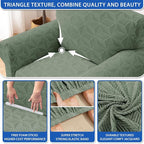 ZNSAYOTX Stretch Chair Cover, 1 Piece Couch Covers for 1 Seat Sofa, Jacquard Armchair Slipcovers with Elastic Bottom Thickened Furniture Protector for Dog Cat Pet (Small, Army Green)