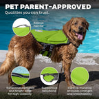 Outward Hound Dawson Swim Dog Life Jacket, High-Performance Neoprene Dog Life Vest for Swimming, Boating, and Water Safety, XS, Green