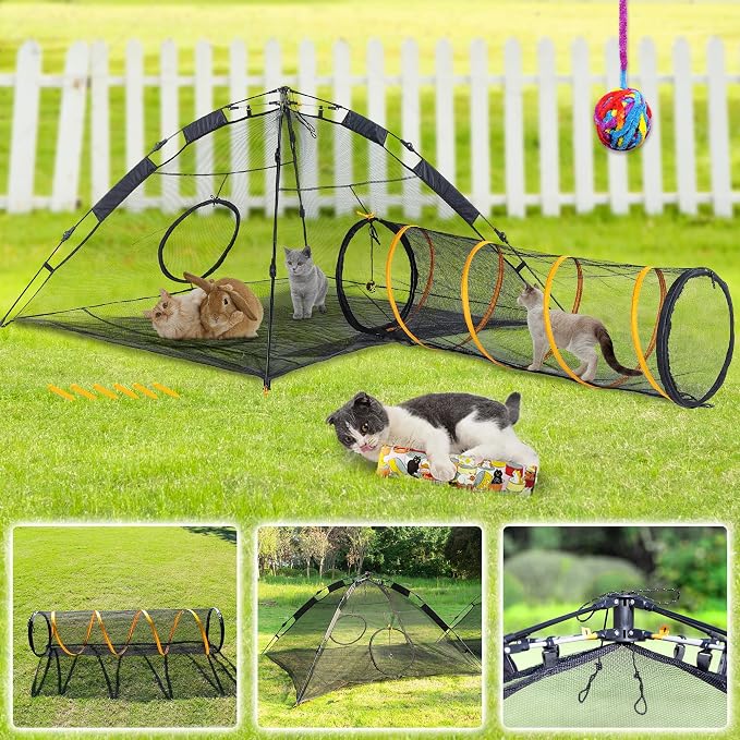 Cat Tent for Indoor and Outdoor Cat Enclosures(Outdoor, Tunnel, and Playhouse) Cat Playpen X-Large Portable Cat Tunnel Play Tents for Cats Rabbits and Small Animals