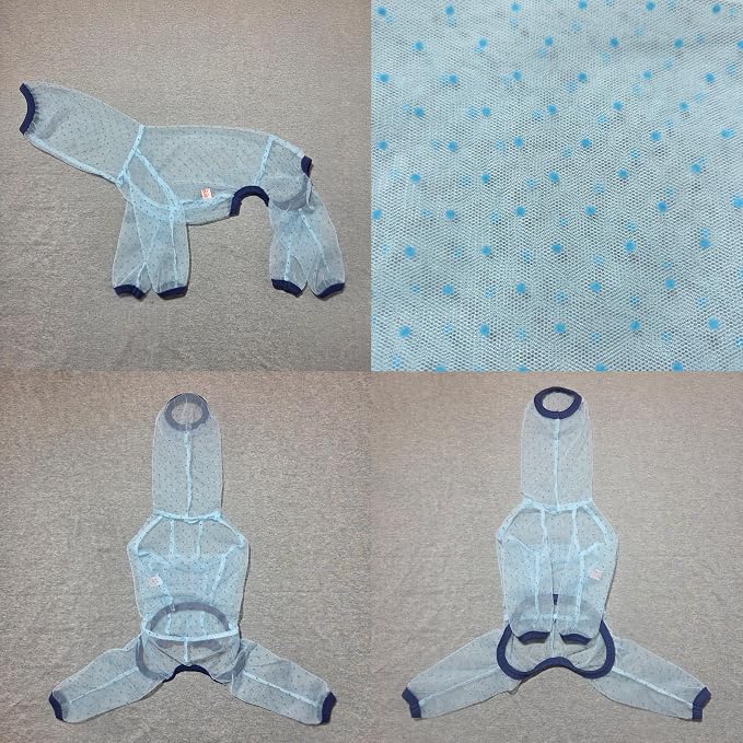 D Doggy Star Italian Greyhound Clothes Sheer Mesh Onesie Summer Jumpsuit Breathable Full Body Protection for Outdoor Walks Small Whippet Fit (3XL,Sheer Mesh Blue)
