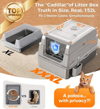 CATLIKE 2026 Upgrade 152L XXXL Stainless Steel Cat Litter Box - 3-Layer Urine Leak-Proof, Enclosed Design w/Charcoal Filter for Maine Coon & Multi-Cat Homes, Includes Metal Scoop & Mat