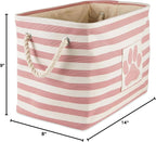 Bone Dry Pet Storage Collection Striped Paw Patch Bin, Rose, Small Rectangle
