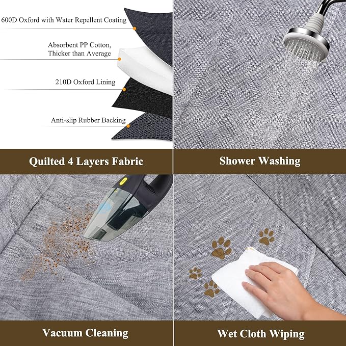 VIVAGLORY Dog Seat Cover Dog Hammock, Standard, Heather Black | Seat Cover for Car Suv & Truck, Back Backseat Split Hair Resistant Protector for Pet