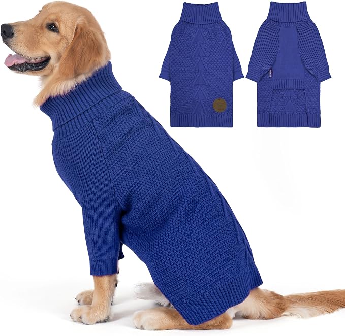 cyeollo Dog Sweater Long Sleeve Knitted Turtleneck Pullover Warm Clothes | Ultra Soft Warm Knit, Full Coverage, 4-Way Stretch for Easy Movement, Easy On & Off, Winter Daily Wear for Small Dogs