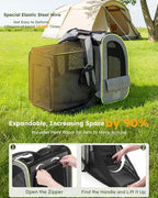pecute Cat Backpack Expandable, Cat Carrier Backpack Breathable, Large | Durable Oxford Cloth, Lockable Zipper,Use for Pet Under 15 lbs to Travel