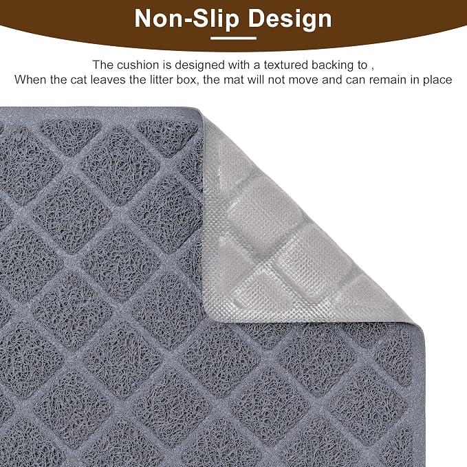 Cat Litter Box Mat,23 x 14 In,Trapping Mat Premium Durable PVC Pad,Black | Easy to Clean，Non-Slip，Urine Waterproof