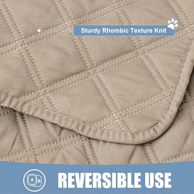 Smiry Waterproof Reversible Pet Couch Covers for Dogs | Pet Friendly, Soft Fabric, Washable Sofa Furniture Protector for Dogs Cat Kids, Checkered (68"x82", Taupe/Taupe)