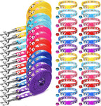 Amylove 48 Pcs Dog Collar and Leash Set, Polypropylene Adjustable Puppy Collars for Medium Dogs Small Pet Puppy Walking Training with Hook and Buckle(Vivid Color,Animal Pattern)