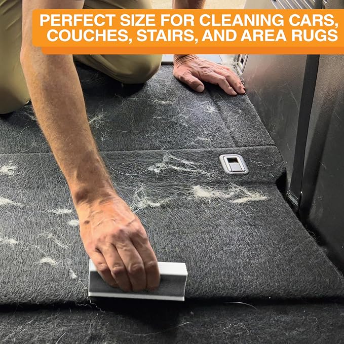 FurDozer Pet Hair Remover & Auto Detailing Tools - Cat & Dog Hair Remover for Carpets, Car Interiors, Couches, Bedding, & Pet Furniture (Gray, (2 Pack) - X3 PRO)
