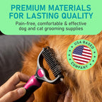 Maxpower Planet Hair Brush - Double Sided Shedding, Dematting Undercoat Rake for Dogs, Cats - Extra Wide Dog Grooming Brush, Pink | Pink, Deshedding & Dematting, Extra-Wide Double-Sided Comb, Long-Haired Coats, Reduces Shedding, Original Design