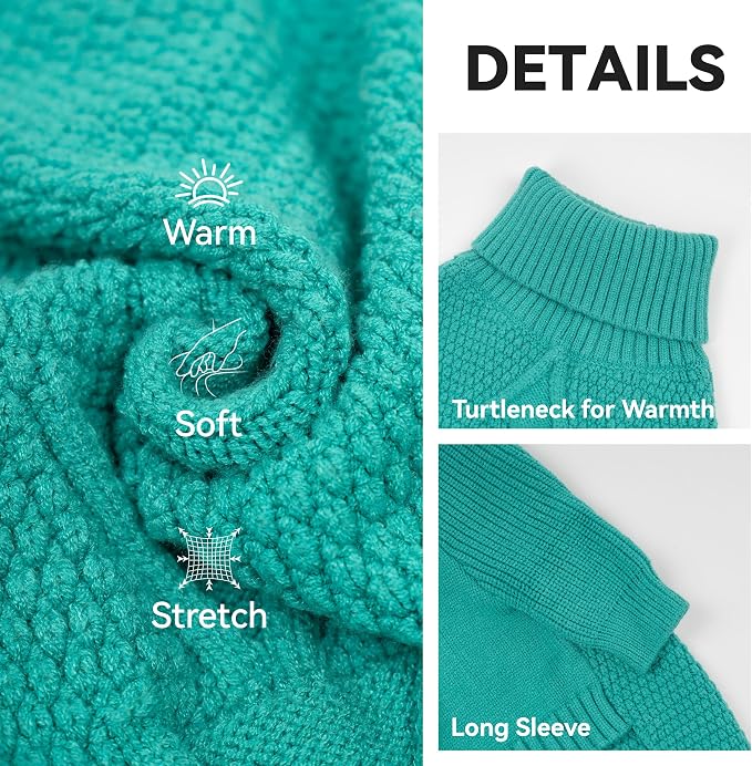 cyeollo Dog Sweater Long Sleeve Knitted Turtleneck Pullover Warm Clothes | Ultra Soft Warm Knit, Full Coverage, 4-Way Stretch for Easy Movement, Easy On & Off, Winter Daily Wear for Small Dogs
