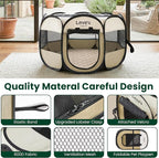 Love's cabin Dog Playpen with Washable Pee Pad, Puppy Pet Cat Playpen Small Dogs Tent Crate Indoor/Outdoor, Portable Pop Up Kennel with Carrying Case for Cats/Rabbits(Khaki,Small with pad)