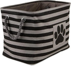 Bone Dry 5743 Pet Storage Collection Striped Paw Patch Bin, Medium Rectangle, Black
