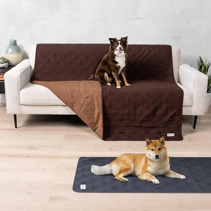 PetAmi Waterproof Couch Cover for Dog Nonslip Bed Sofa Blanket, 68x82 Brown | Leakproof Furniture Protector for Pet Cat, Machine Washable Pee Proof Mat for Chair Car Seat, Durable & Anti Slip Backing