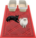 Smiry Cat Litter Box Mat 47x32, Non-Slip Water Resistant Litter Trapping Mat, Easy Clean Less Waste and Urine-Locking Cat Carpet for Indoor, Red