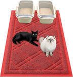 Smiry Cat Litter Box Mat 47x32, Non-Slip Water Resistant Litter Trapping Mat, Easy Clean Less Waste and Urine-Locking Cat Carpet for Indoor, Red