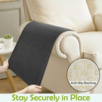 Couch Arm Covers, Waterproof Armrest Cover for Sofa, Armchair, Loveseat, Non-Slip Recliner Arm Covers, Sofa Headrest Covers, Arm Chair Covers Set of 2 (Dark Gray, 26"×26")