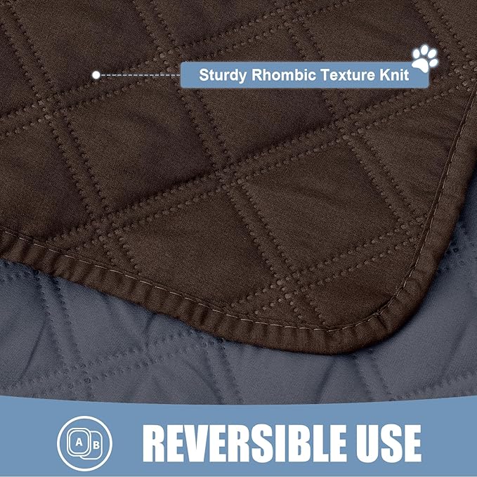 Smiry Waterproof Reversible Dog Bed Cover Pet Blanket | Pet Friendly, Soft Fabric, Washable Dog Blanket for Furniture Bed Couch Sofa, Checkered (82"x82", Chocolate/Dark Grey)