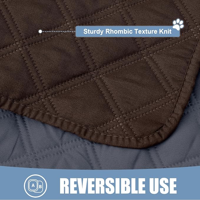 Smiry Waterproof Reversible Pet Couch Covers for Dogs | Pet Friendly, Soft Fabric, Washable Sofa Furniture Protector for Dogs Cat Kids, Checkered (68"x82", Chocolate/Dark Grey)